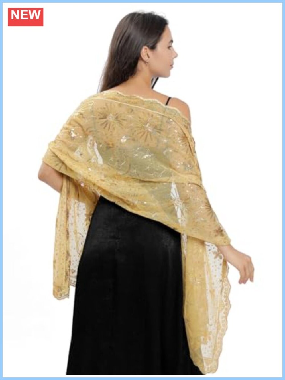1920s Sequin Shawl Wrap Fringe Glittering Cape Scarf Evening Wedding